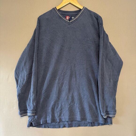 Chaps Ralph Lauren Men’s V-Neck Blue Knit Size XL 100% Cotton - Picture 1 of 12